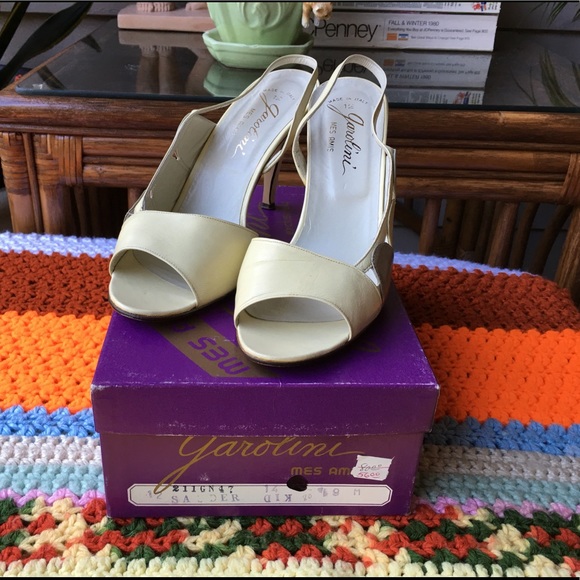 💖VTG designer Garolini open toe slingbacks💖9 - Picture 2 of 8